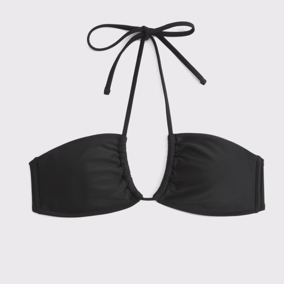 NWT Abercrombie Upside Down Triangle Bikini Top - Black Size Medium - Picture 1 of 7
